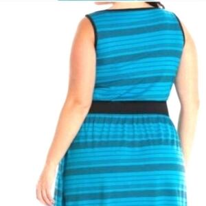 🎄 Torrid Midi Sundress striped Sleeveless Design Scoop Neck 4X turquoise blue